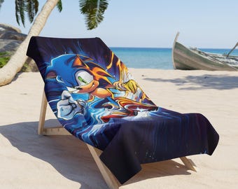 Sonic Beach Towel, Gaming Towel, Boy Summer Gift, Comic Book, Sonic Theme, Video Game Accessory - Unique Designs for Beach Lovers, Gamer