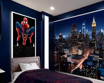Spiderman Comforter, Kids Bedroom Decor, Superhero Bedding, Spider Web Theme Blanket, Kids Playroom Throw, Boys Room Quilt, Children's Duvet