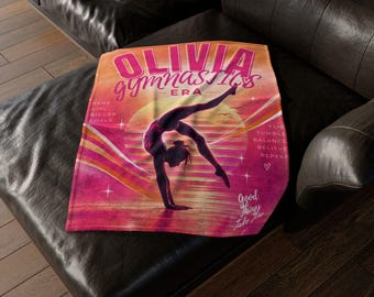 Custom gymnastics girl blanket, gymnastic era, girl bedroom decor, gymnastics gift, competition gift, kids athlete