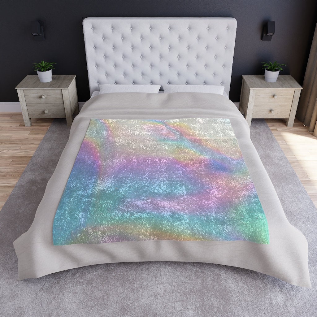 Iridescent Crushed Velvet Blanket/ Holographic Blanket/ Etsy