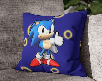 Sonic pillow, video game decor, gamer gift, geek,