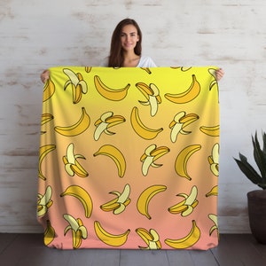 Banana blanket, Banana gift, Banana print, throw blanket for kids, Funny Bedding, banana lover gift, cute gift for girl, baby shower gift
