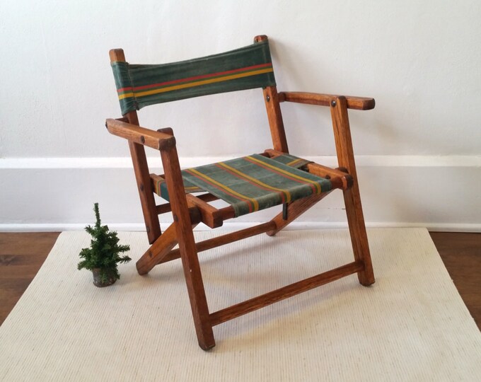 Vintage Chair . Child's Folding Chair . Kid's Striped Etsy