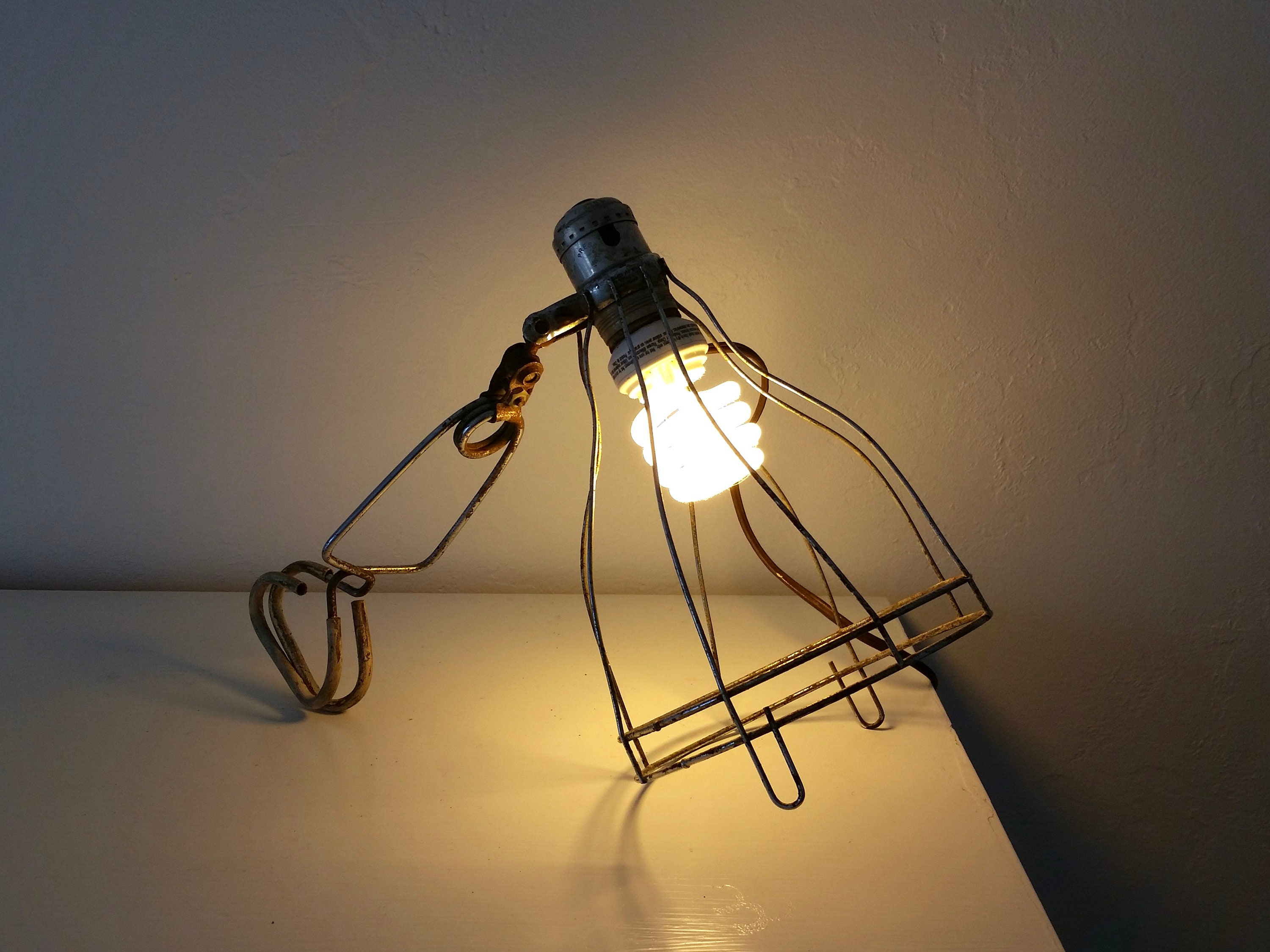 Antique Leviton Lamp . Metal Clip on Utility Lamp . Metal 