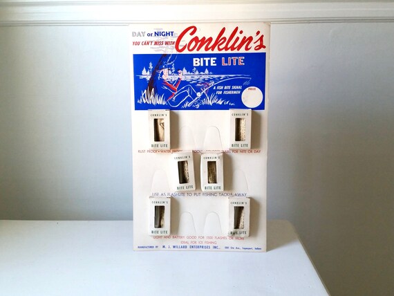 Vintage Conklin's Bite Lite Store Display With Six Vintage Conklin