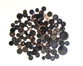 SALE 103 Antique Buttons. Vintage Black Buttons. Collectible Old Buttons. Sewing. Embellishments. Craft Supplies. Instant Collection. Create