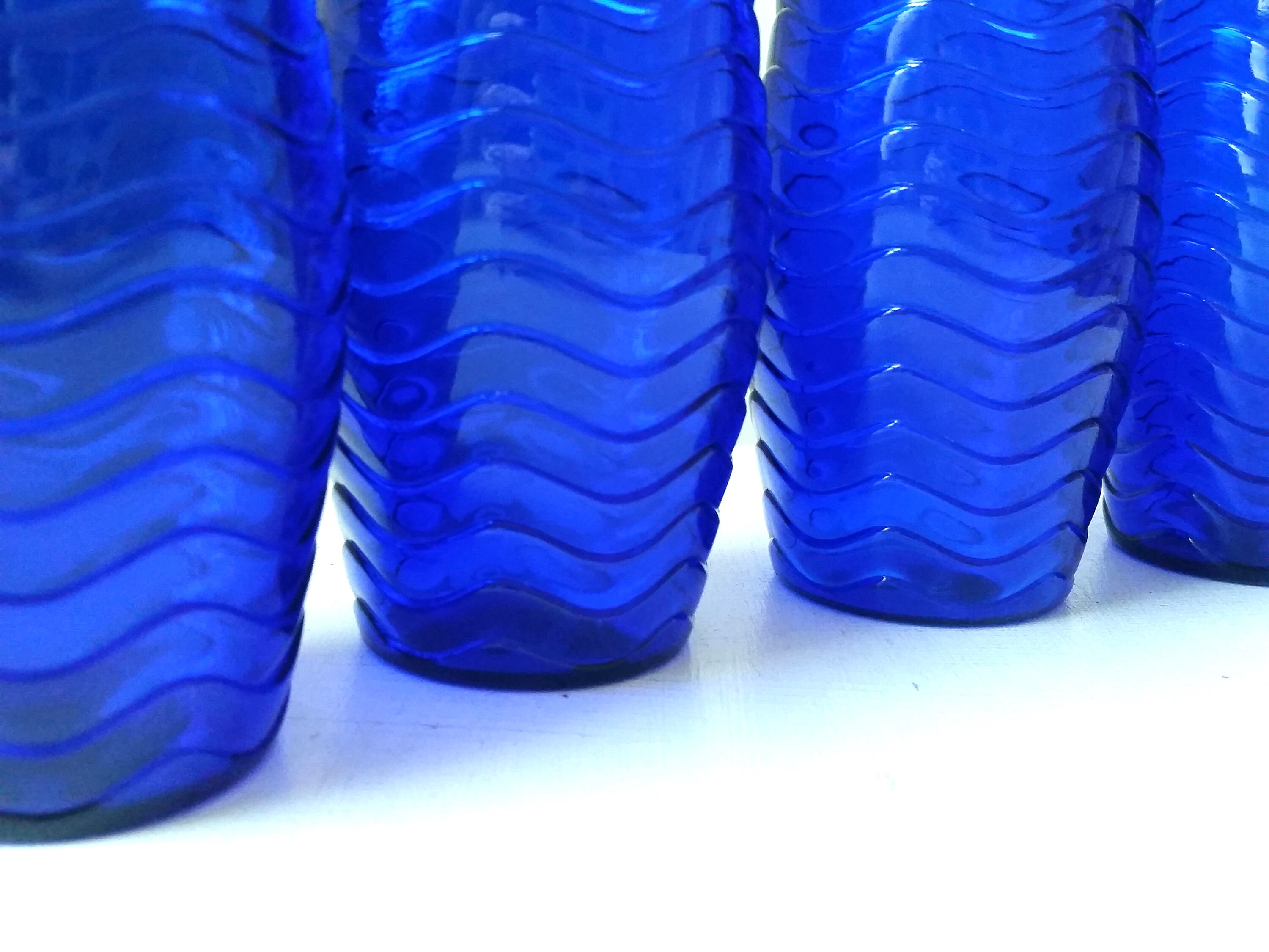 SALE Four Vintage Cobalt Blue Glasses . Vintage Glassware Set Etsy