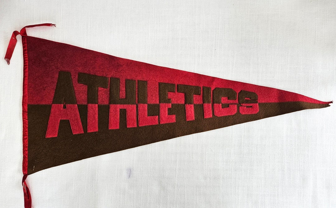 Vintage Athletics Pennant . Red and Brown Felt Pennant . Etsy