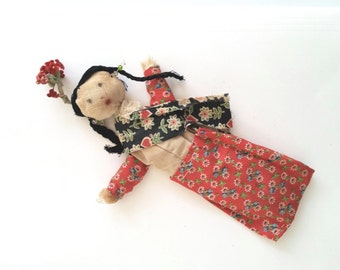 Antique Doll . Handmade Primitive Cloth Doll . Home Decor . Prim Folk Doll . Home Decor . Vintage Collectible Toy . Farmhouse Cottage .