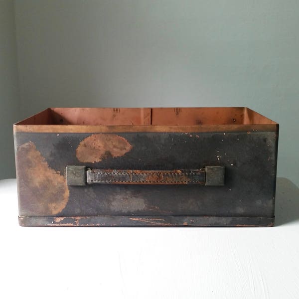 Antique Copper Box . Test Oscillator . Rustic Industrial . Urban Chic . Home Decor . Farmhouse Style . Storage . Cabin . Painted Copper .