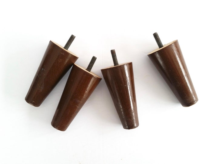 Four Mid Century Modern Furniture Legs . Vintage Tapered Wood Legs