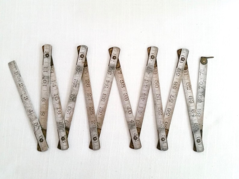 Vintage Lufkin Folding Ruler . Antique Silver Metal . Etsy