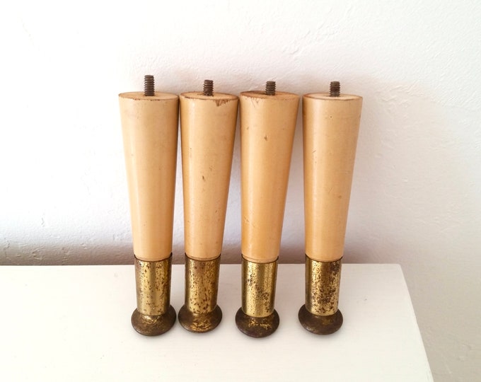 Four Mid Century Modern Furniture Legs . Vintage Tapered Etsy