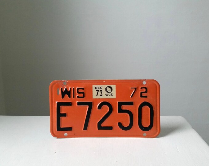 Antique License Plate . Wisconsin License Plate . Motorcycle License
