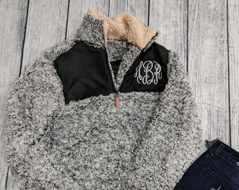 sherpa pullover with initials