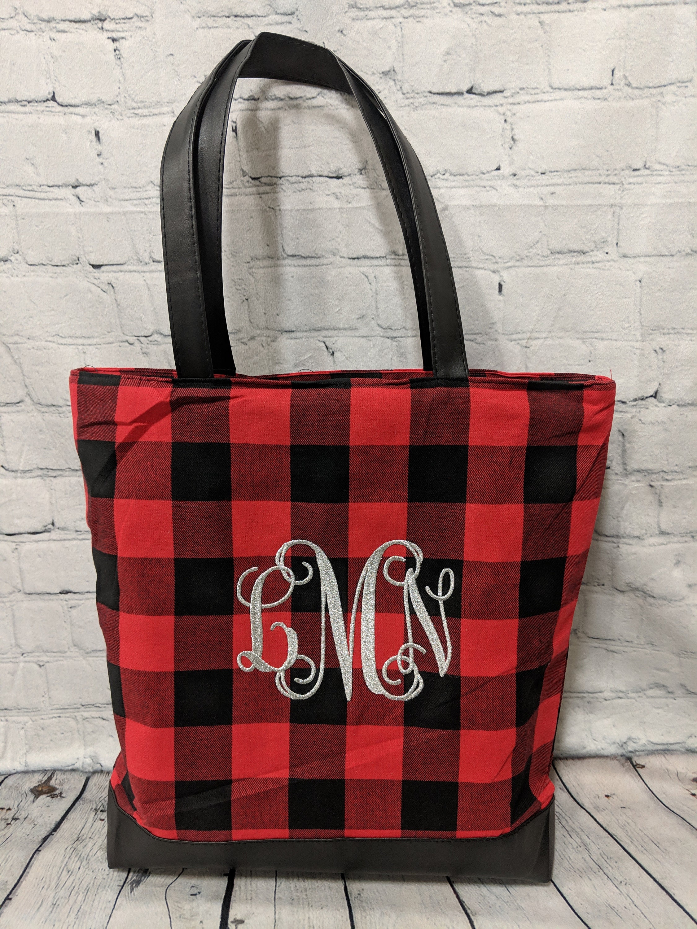 buffalo plaid tote