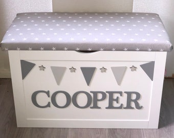 personalised toy box with padded seat