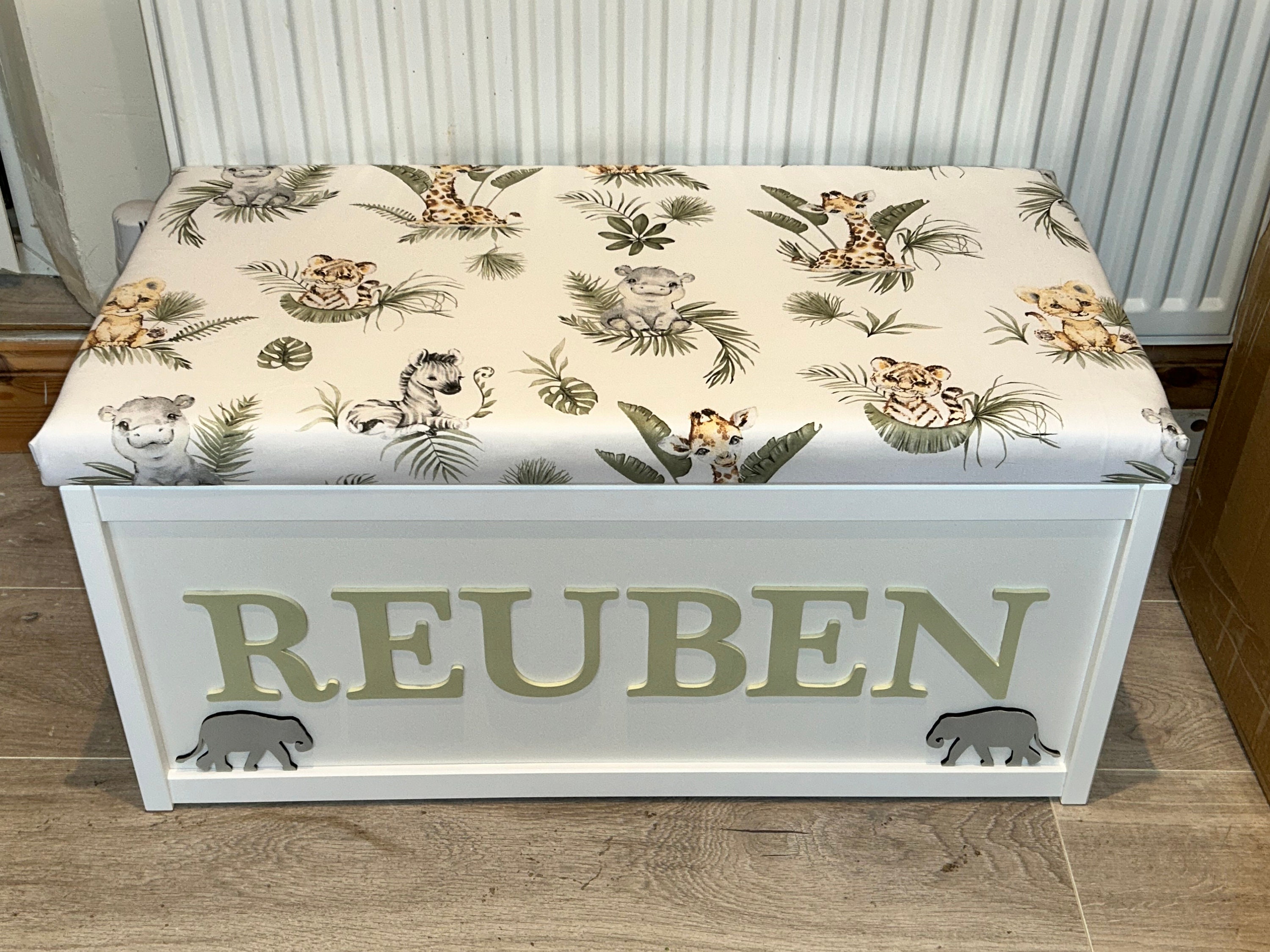 Personalised Toy Box Cushion Top Named Box Wooden Toy Box Removable Lid Etsy Canada