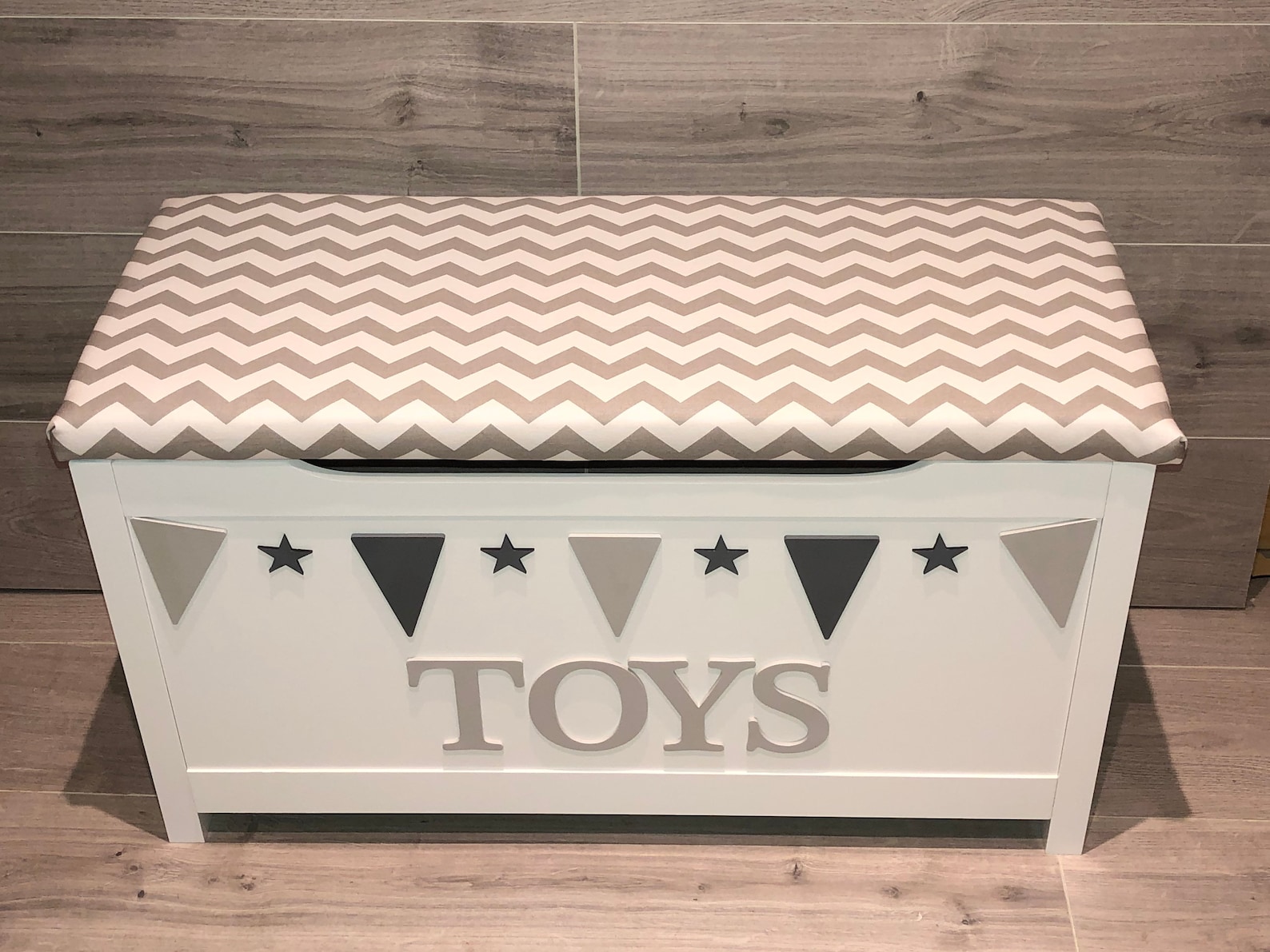 Personalised wooden toy box cushion top name toy box kids | Etsy