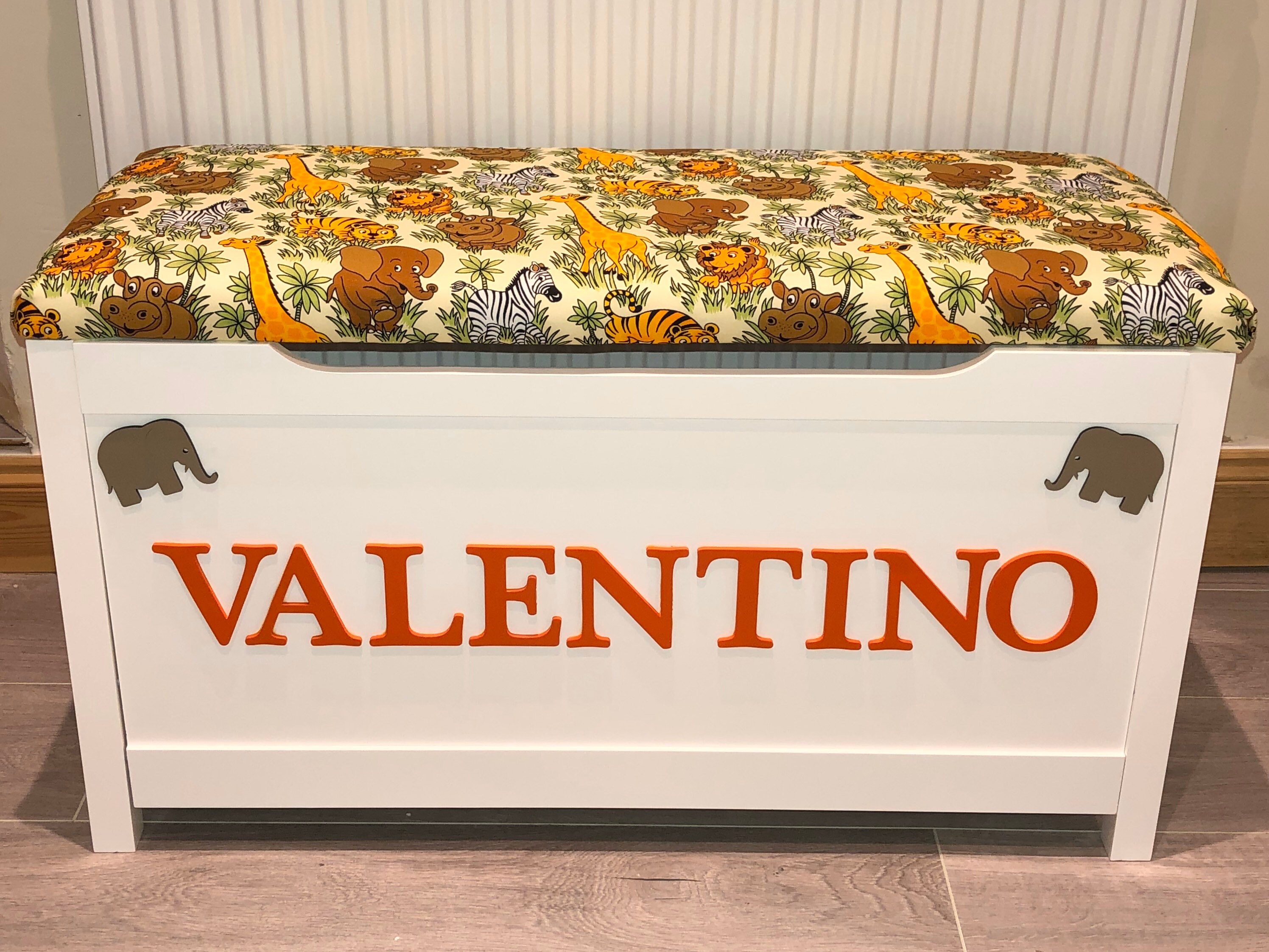 Personalised toy box with cushion seat Etsy