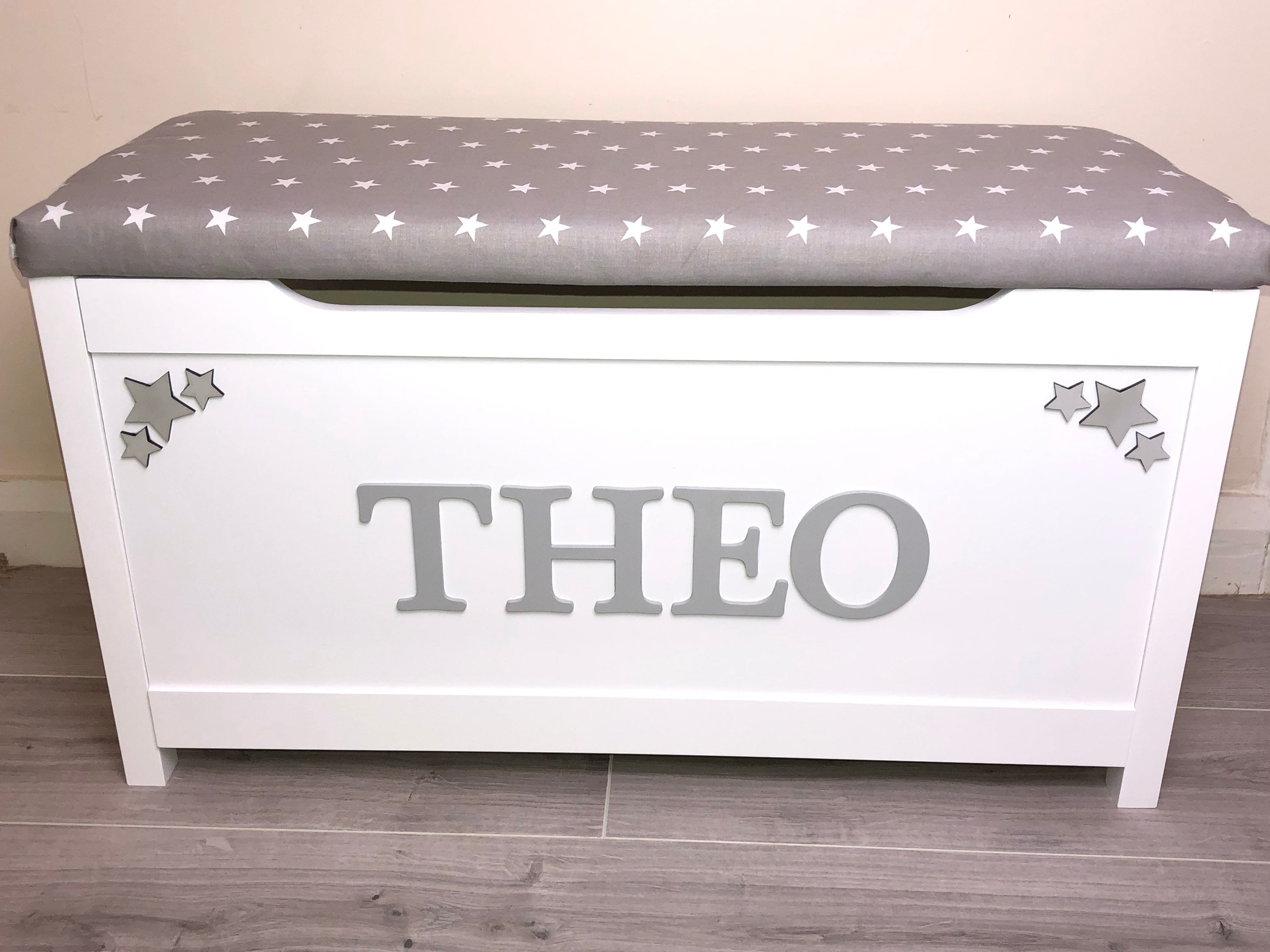 Personalised toy box with cushion seat Etsy