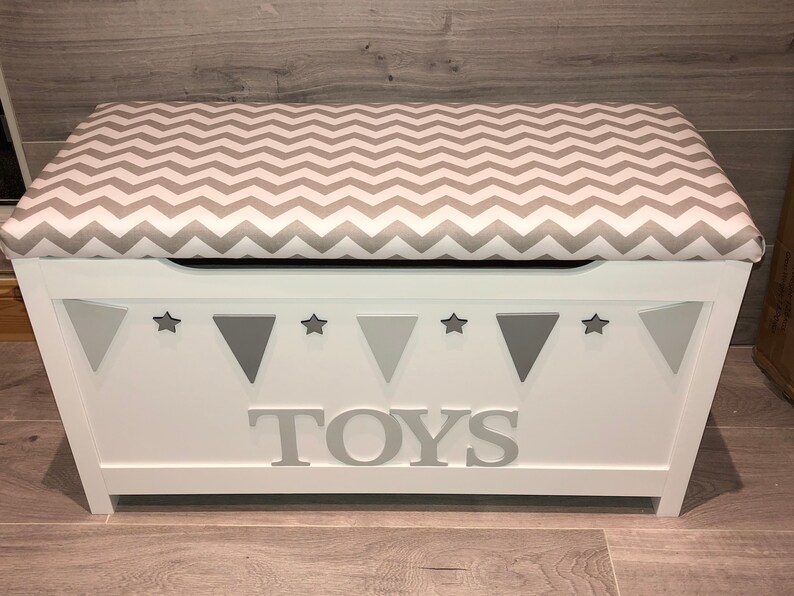 Personalised Toy box with cushion top nursery storage chest Etsy