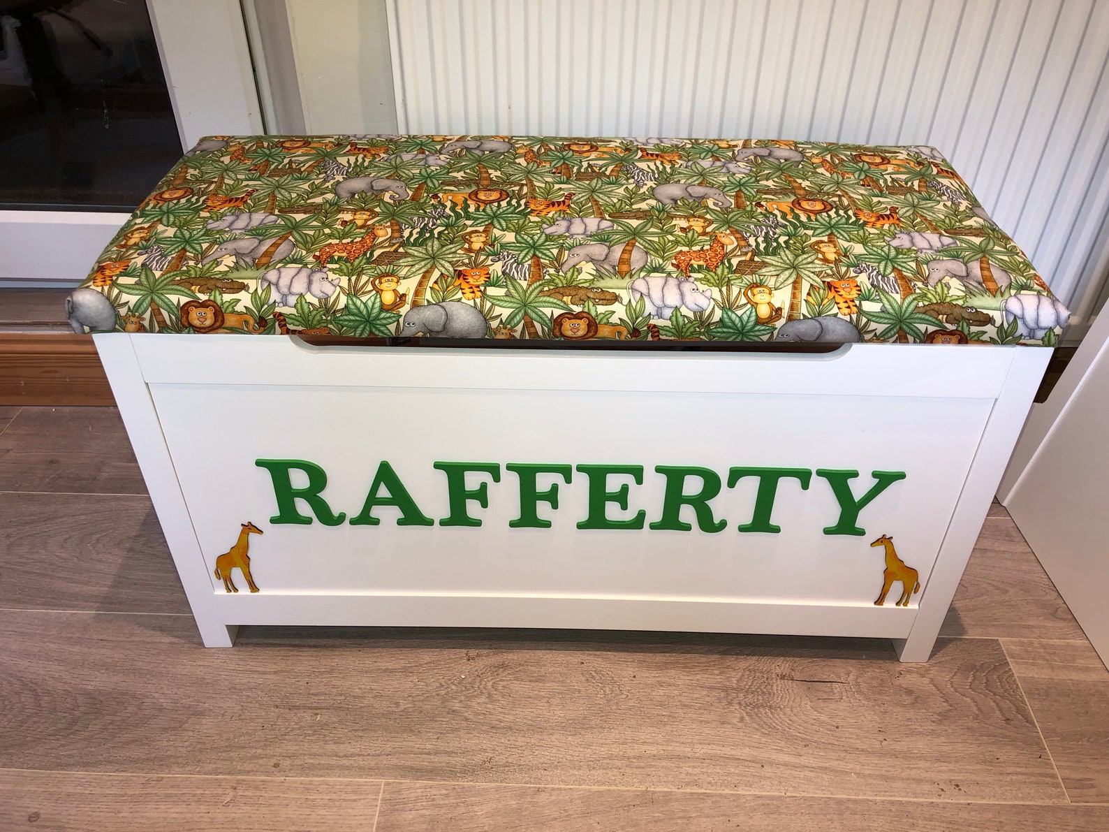 Personalised toy box with cushion seat Etsy
