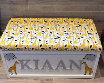 Buy Personalised Toy Box: Custom Name, Cushion Seat, Storage Chest