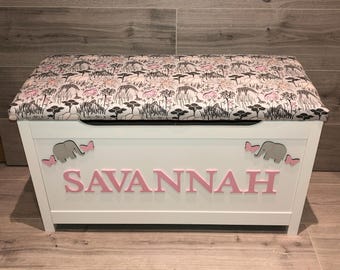 Wooden Toy Crushed Velvet Personalised Toy Box Velvet Cushion