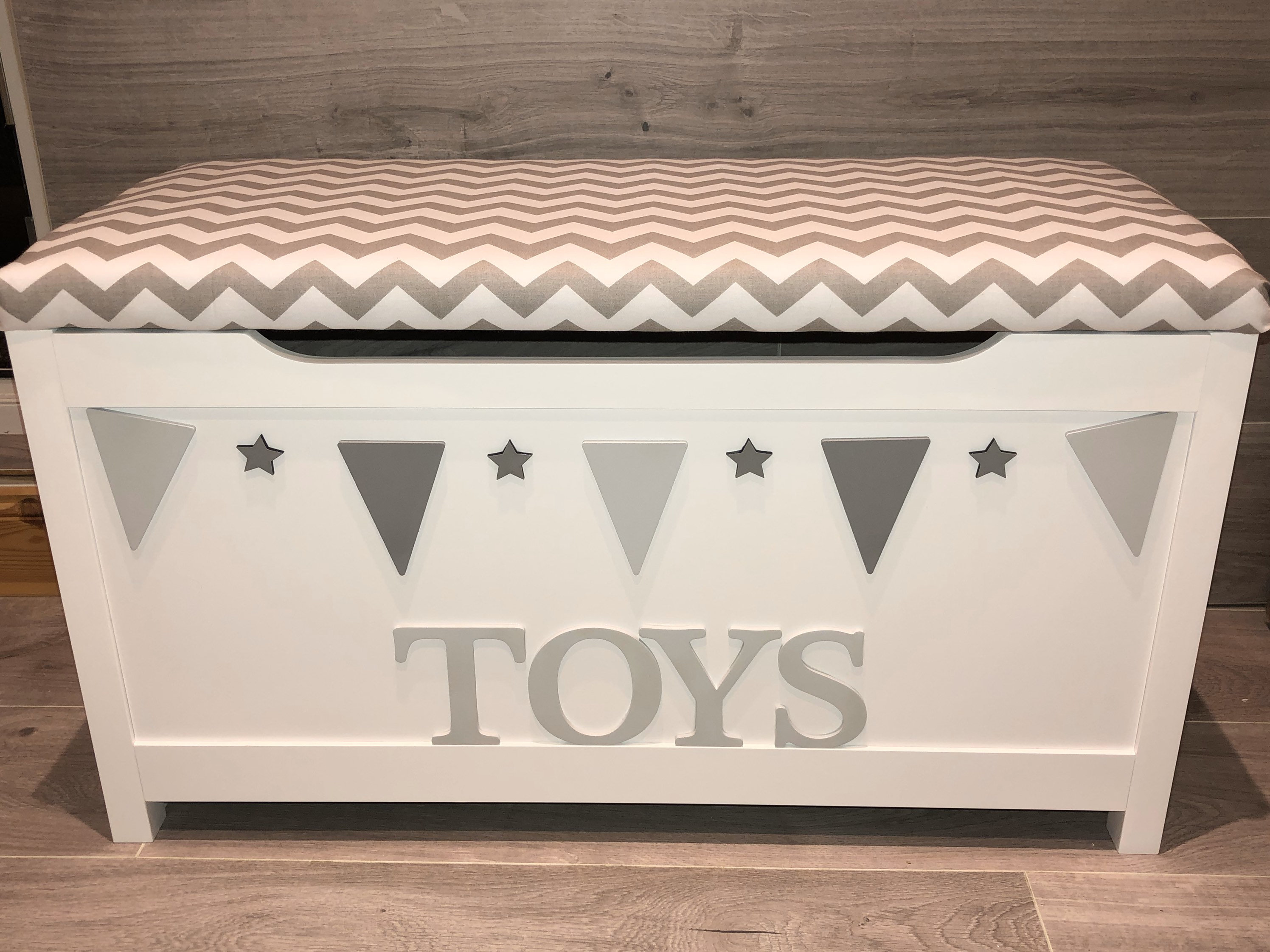 Personalised toy box with cushion seat Etsy