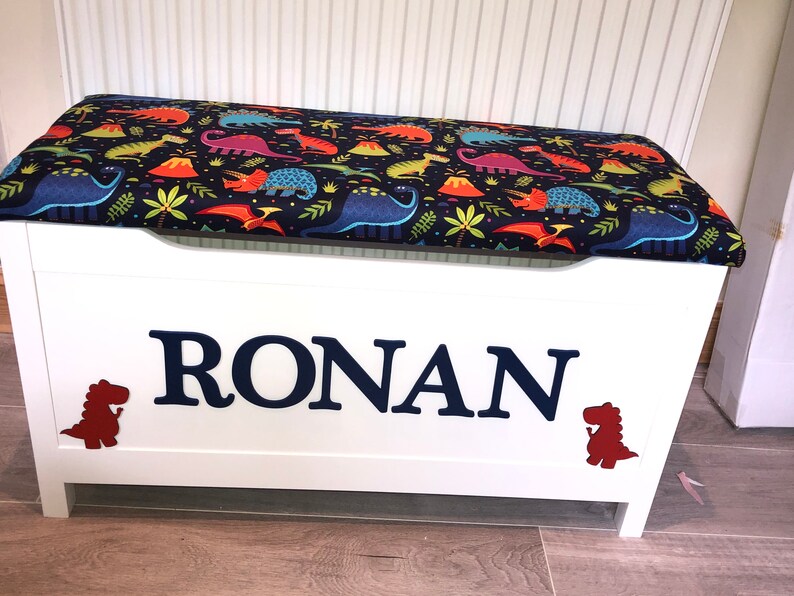 Personalised Toy box cushion lid storage chest Etsy