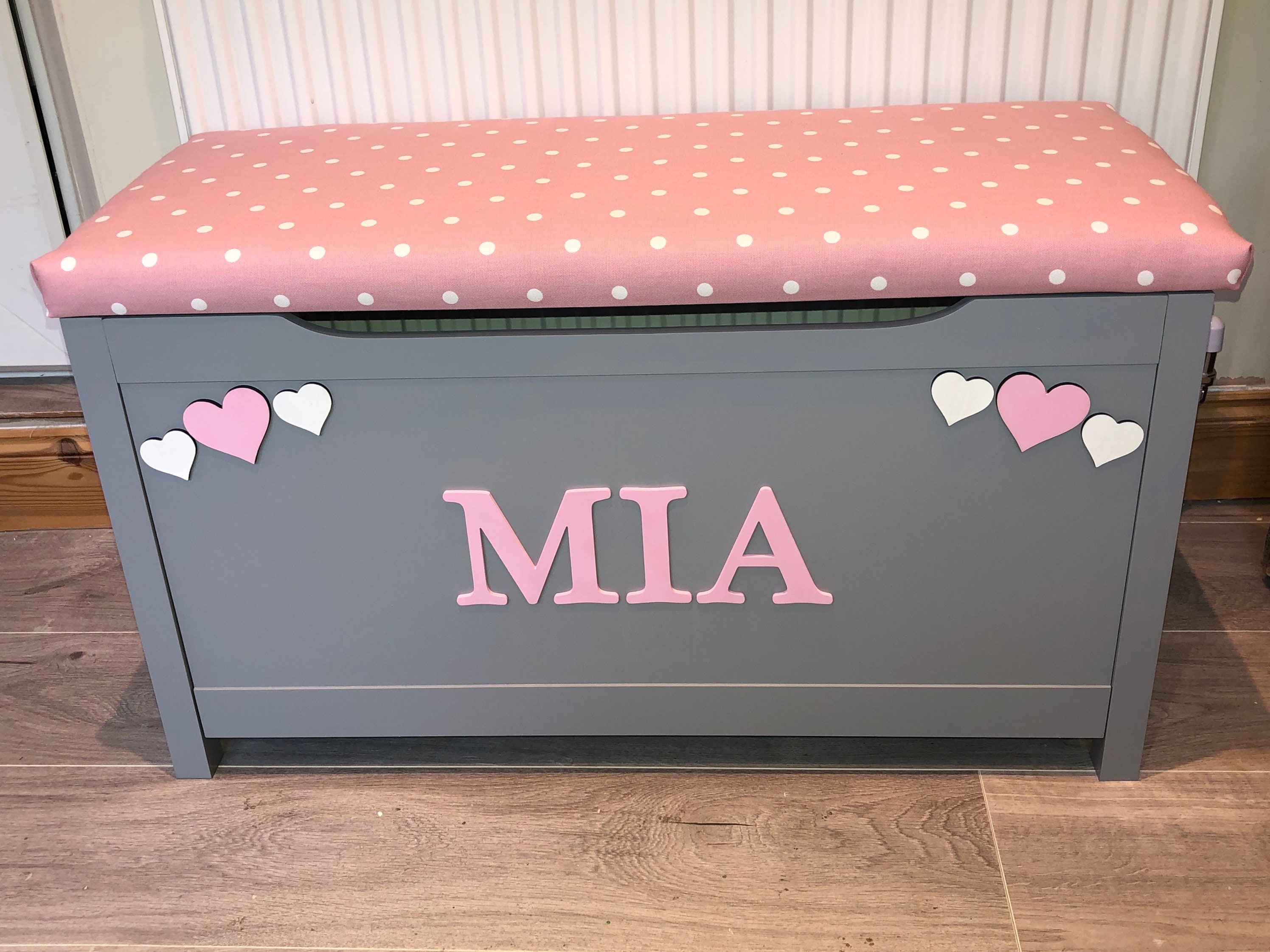 Grey toy box personalised toy box cushion grey storage box Etsy