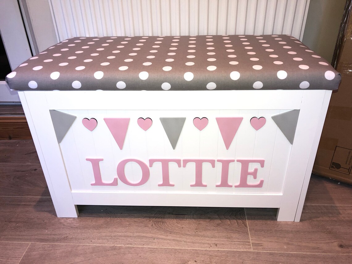 Personalised toy box with cushion seat Etsy
