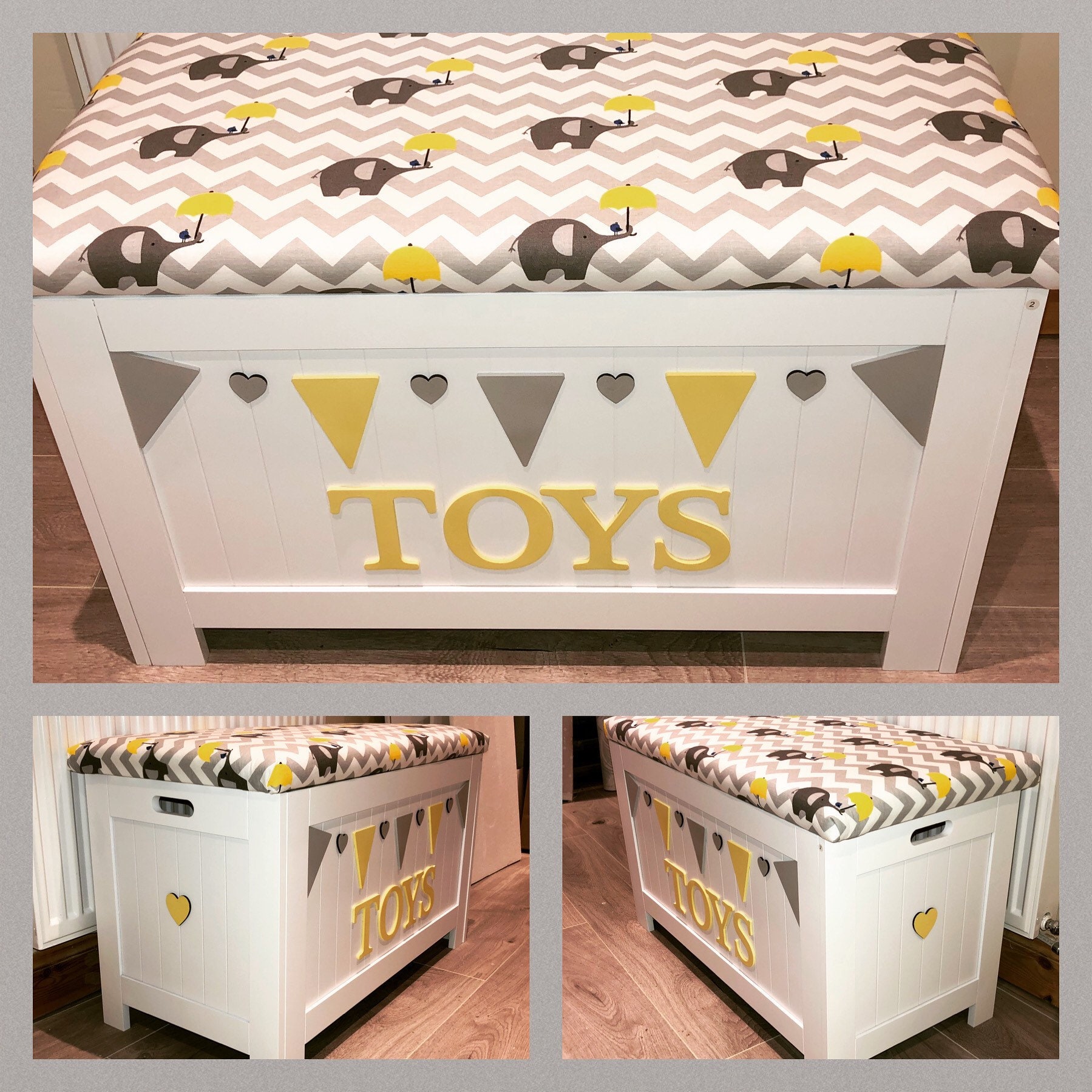 Personalised Toy Box Cushioned Seat Wooden Name Etsy UK