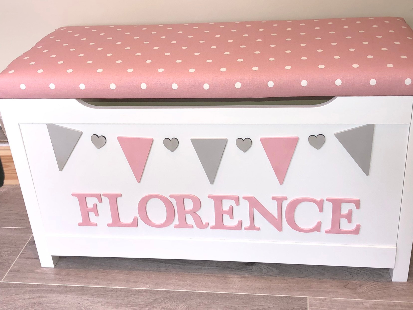 Personalised Toy Box with cushion seat name toy box Etsy