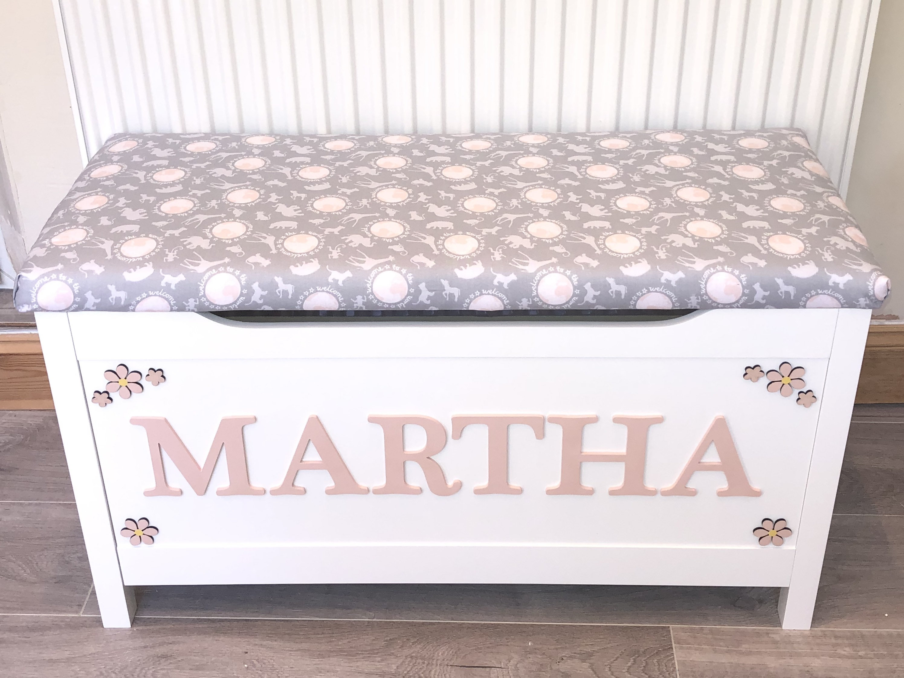 Personalised toy box with cushion seat Etsy