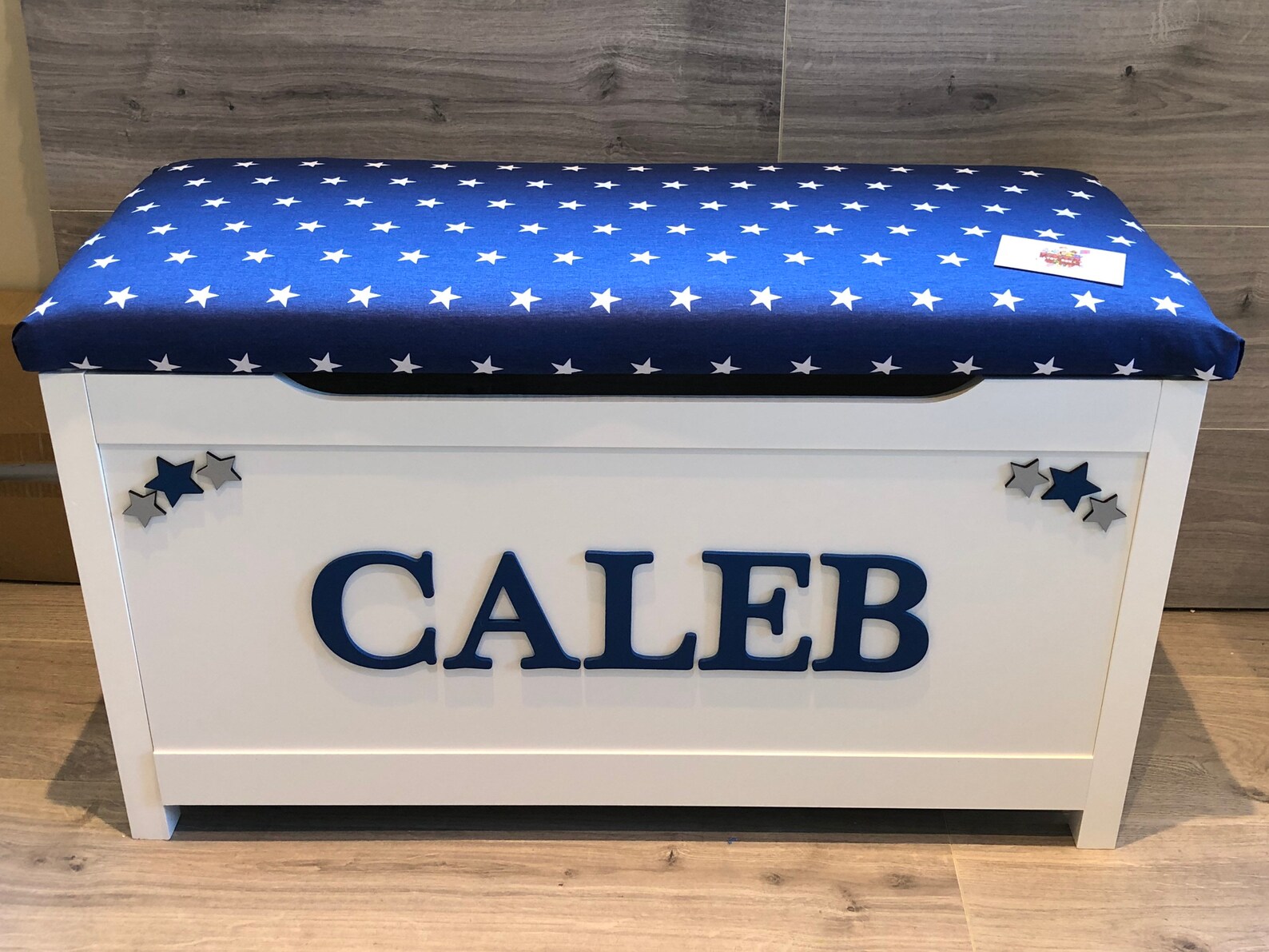 Personalised Toy Box Cushion Seat Wooden Storage Chest Name Etsy UK