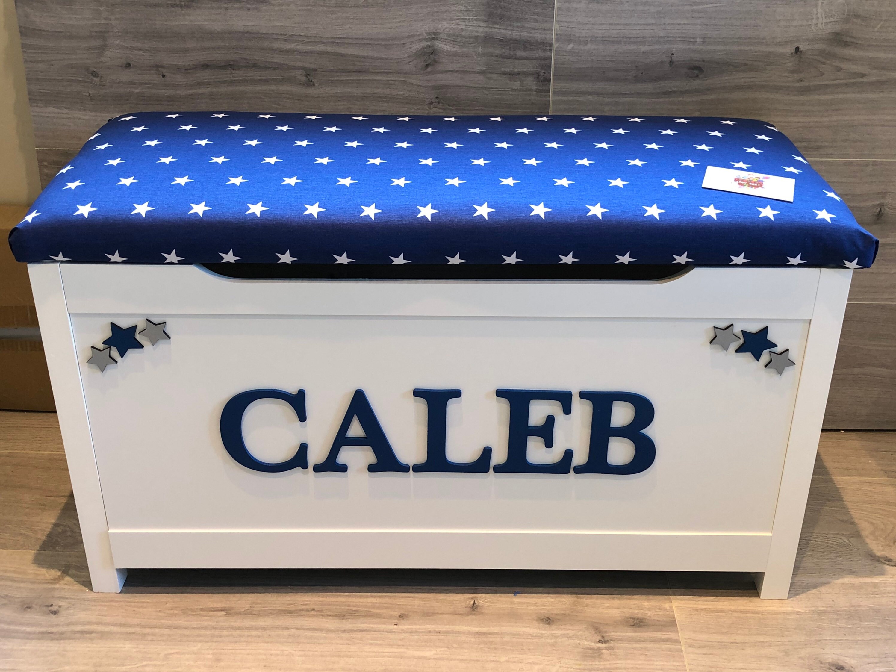 Personalised Toy Box Cushion Seat Wooden Storage Chest Name Etsy UK