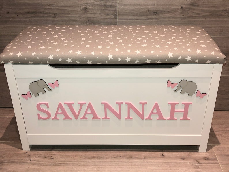Personalised Toy Box With Cushion Named Storage Chest Wooden Etsy UK