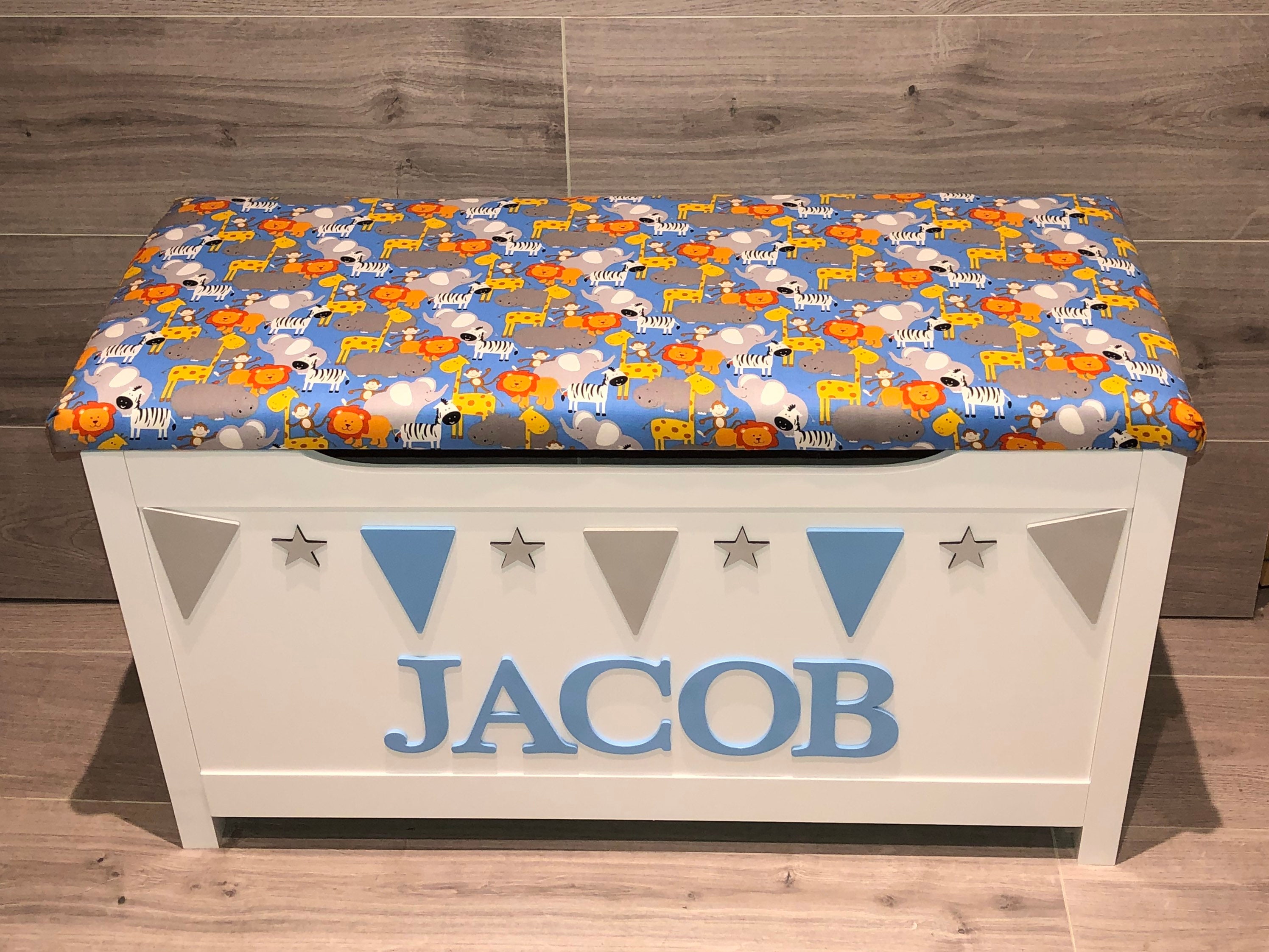 Personalised wooden toy box cushion top name toy box kids Etsy