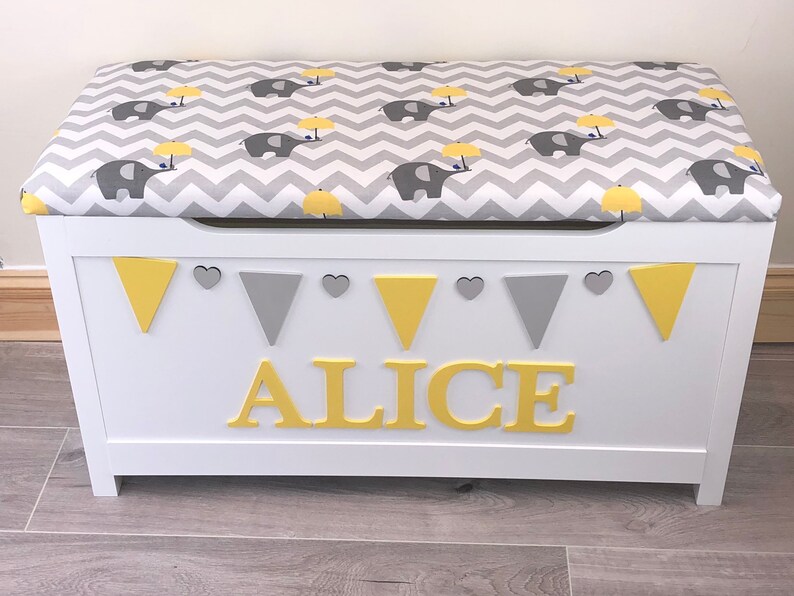 Personalised Toy Box with cushion seat name toy box Etsy