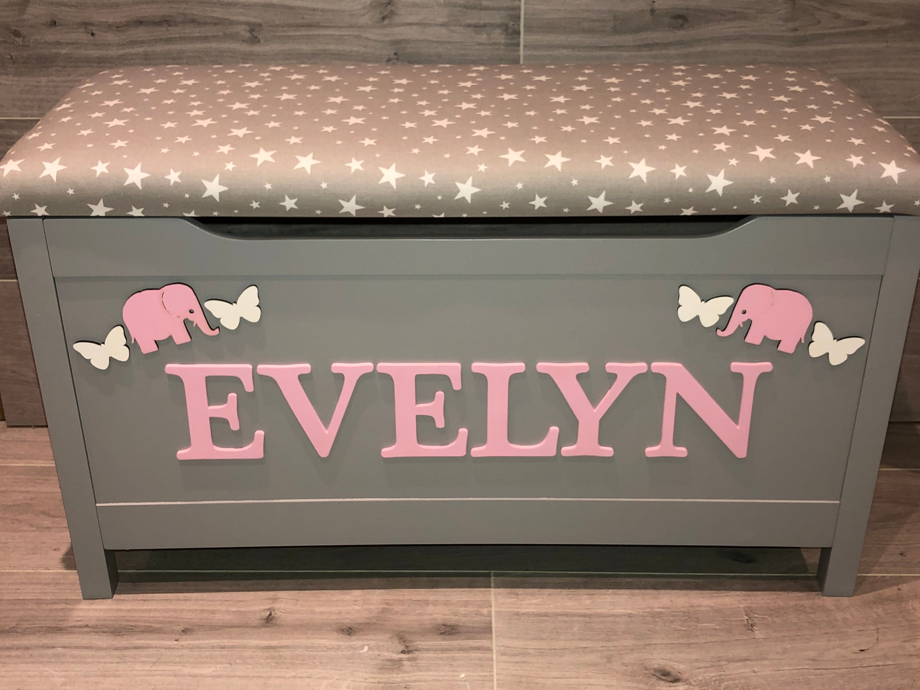 Grey toy box personalised toy box cushion grey storage box Etsy