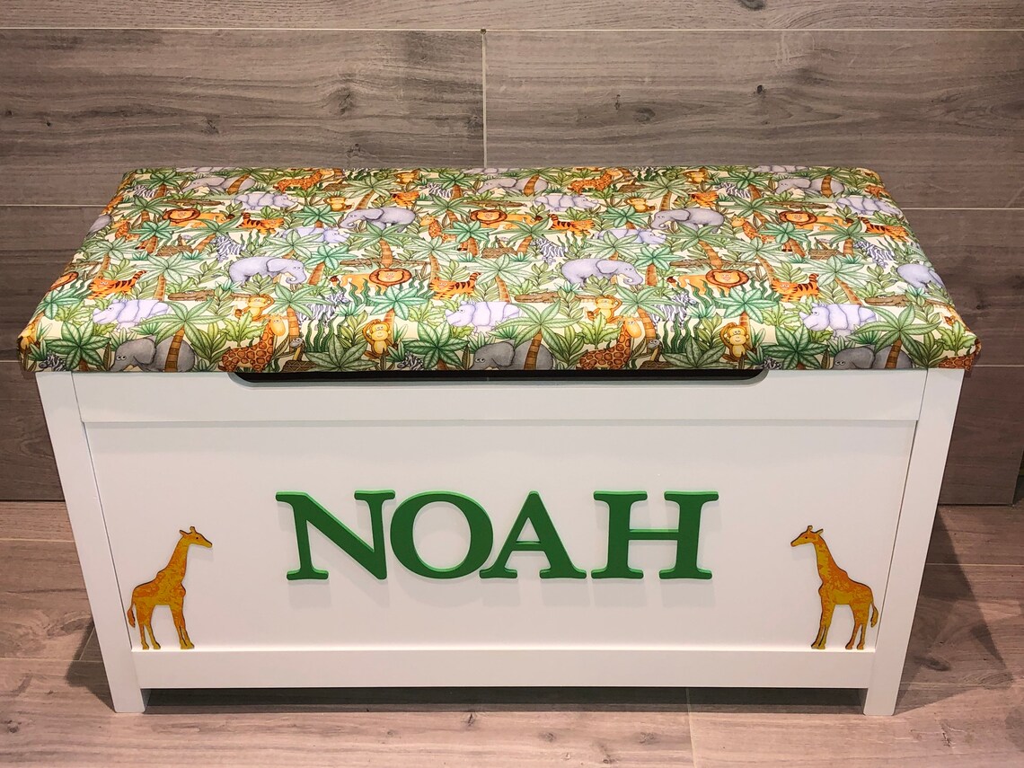 Personalised Toy box with cushion top nursery storage chest Etsy