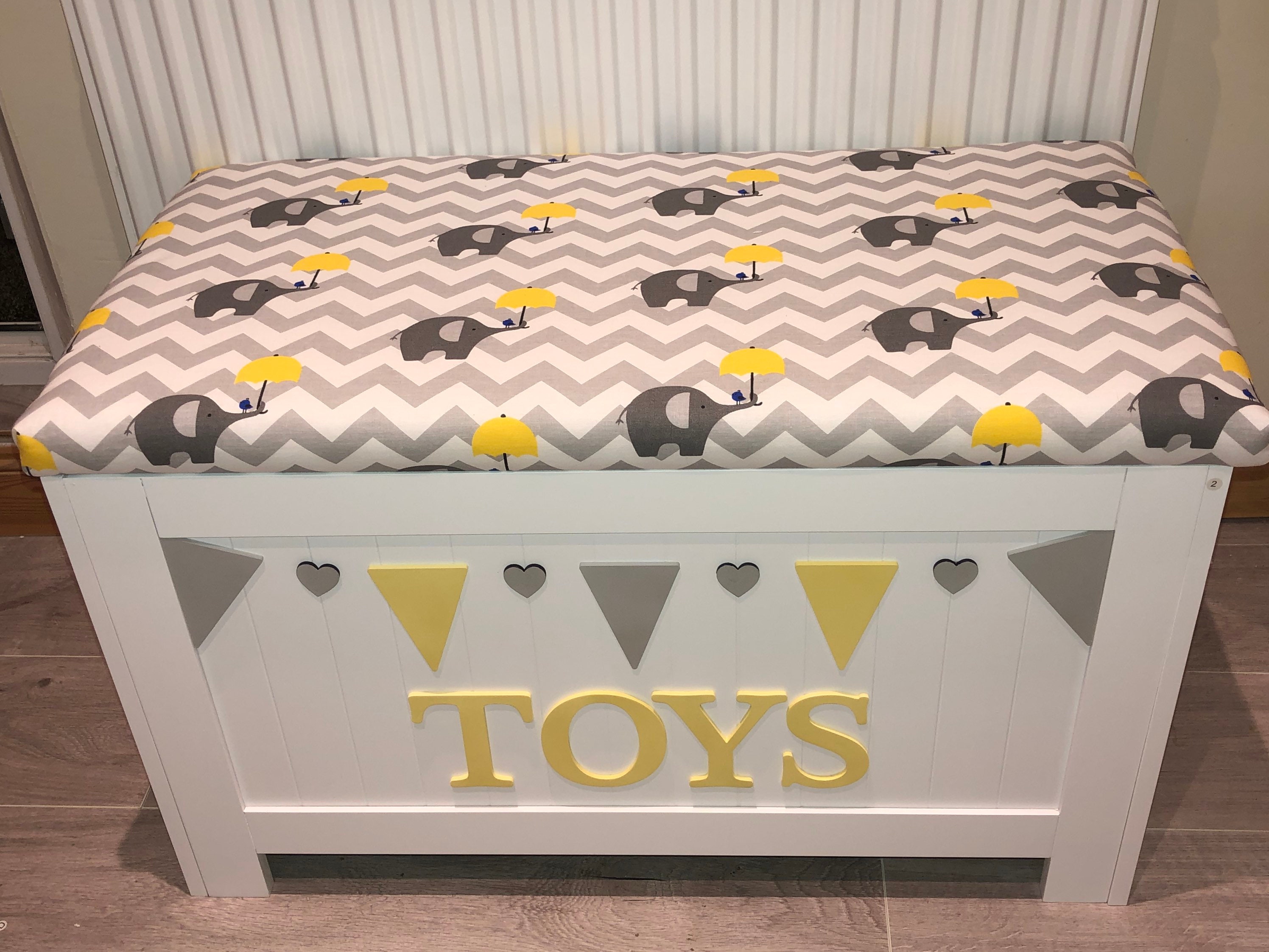 Personalised Toy box with cushion top nursery storage chest Etsy