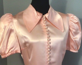 Authentic Vintage 1940s pink silk Satin Dress Gown