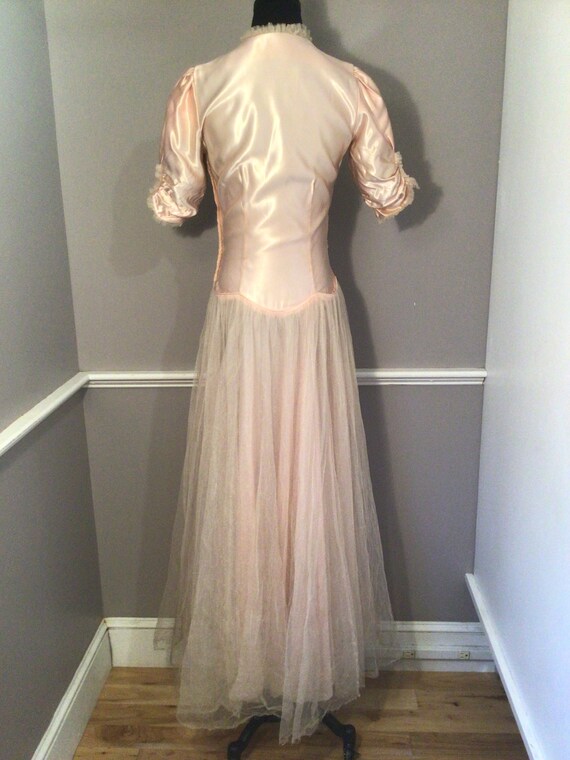 Vintage 1940s early 50s Rose Pink Satin Dress Gow… - image 7