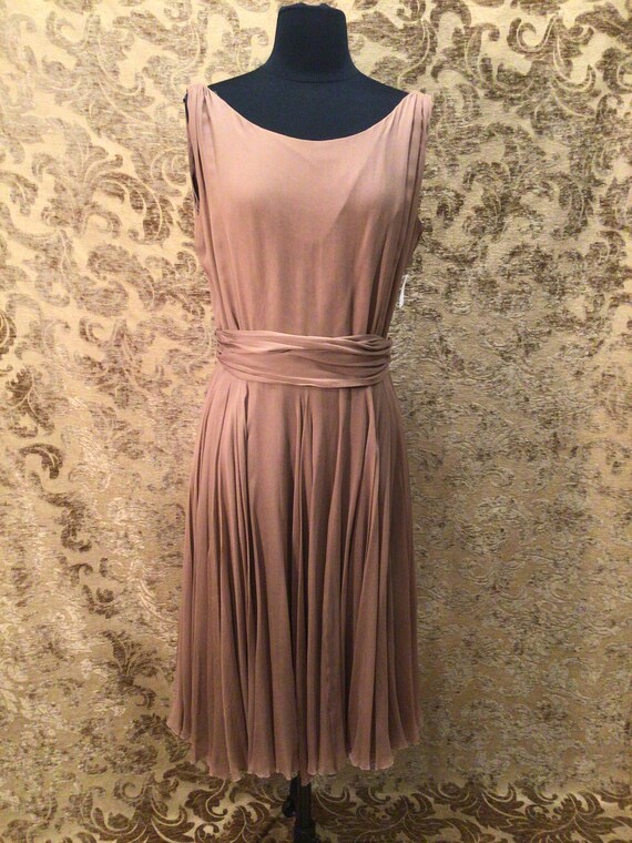 Vintage Mid-60s Brwn Silk/chiffon Adele Simpson Co