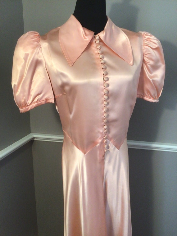 Authentic Vintage 1940s pink silk Satin Dress Gown - image 1