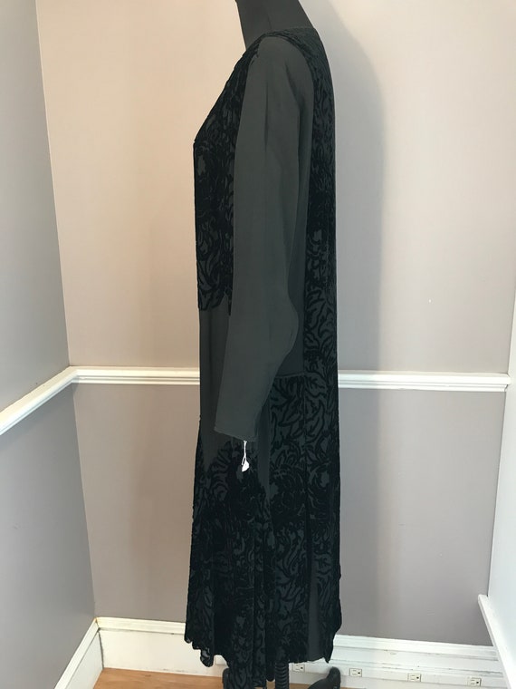 Authentic vintage 1920s-30s Blk Cut velvet and Si… - image 6