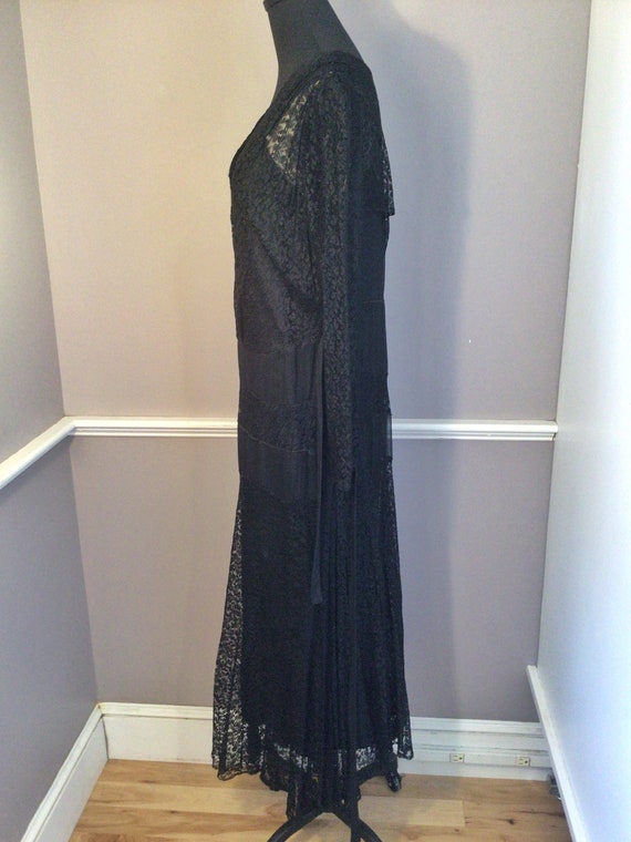 RARE Vintage 1930s Black Lace Silk Rayon, Ladies … - image 5